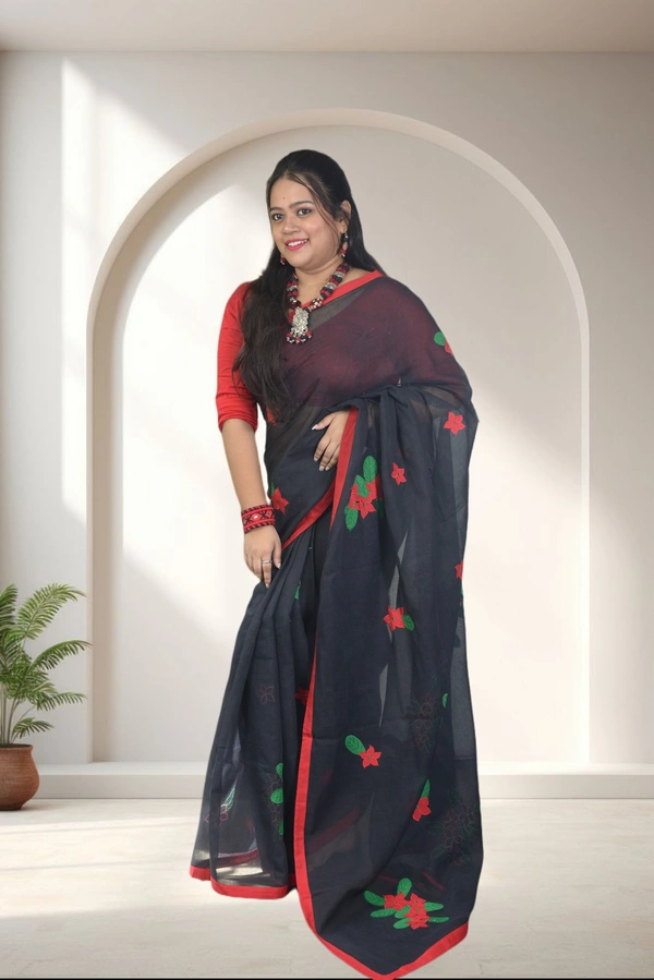 SKU-0736 : Elegant Pure Cotton Saree – Lightweight & Comfortable Daily Wear - Dry Wash, Yes