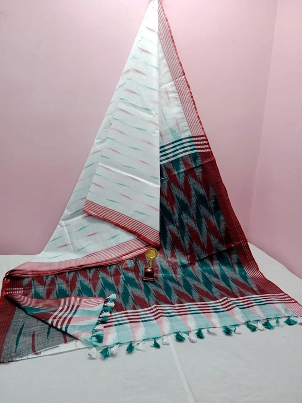 SKU0777 : Pure Cotton Saree – Soft, Lightweight & Handwoven for Elegant Look - Normal Length 6.3 mtr Plus, Offwhite, Buti / Booti, Soft wash, Yes