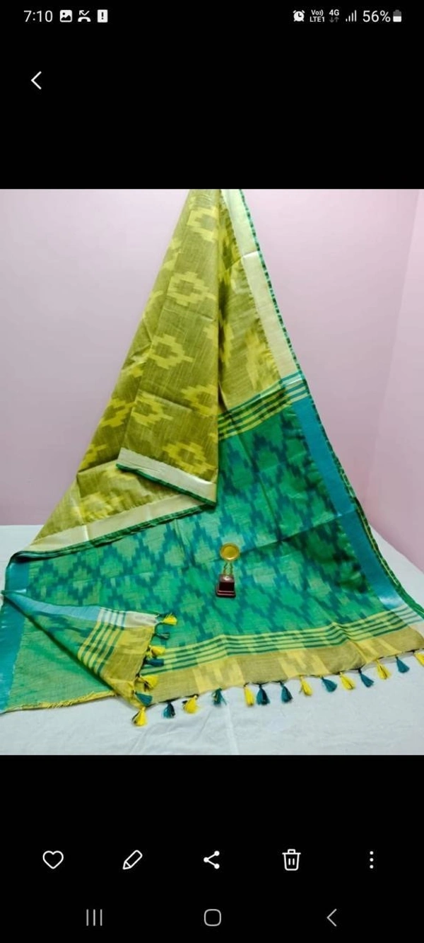 SKU0779 :  Pure Cotton Saree – Soft, Lightweight & Handwoven for Elegant Look - Normal Length 6.3 mtr Plus, OliveGreen, Buti / Booti, Soft wash, Yes