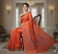 SKU0900 : Pure Silk Kantha Stitch Saree – Handcrafted Bengal - Kantha Stitch, Dry Clean Only, Yes