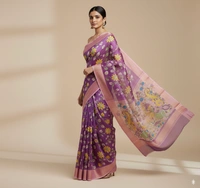 SKU0808: Elegant Pure Tussar Silk Saree – Handwoven | Jori Work | Kalamkari - Kalamkari, Dry Wash Only, Yes