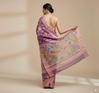 SKU0808: Elegant Pure Tussar Silk Saree – Handwoven | Jori Work | Kalamkari - Kalamkari, Dry Wash Only, Yes