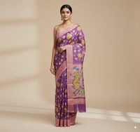 SKU0808: Elegant Pure Tussar Silk Saree – Handwoven | Jori Work | Kalamkari - Kalamkari, Dry Wash Only, Yes