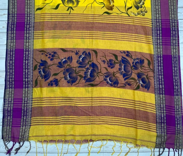 SKU0827 : Pure Khadi Cotton Saree – Handwoven, Lightweight & Breathable Fabric - Hand Wash, Yes