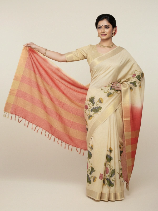 SKU0948 : Pure Khadi Cotton Saree – Handwoven, Lightweight & Breathable Fabric - Hand Wash, Yes