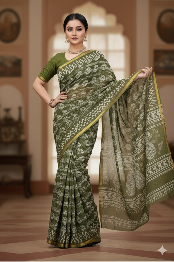 SKU0855 : Pure Chanderi Cotton – Traditional saree - Hand Wash, Yes