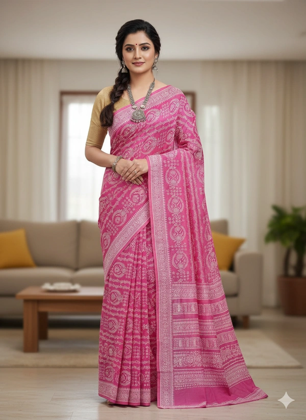 SKU0856 : Mulmul Cotton Saree, Lightweight saree - Hand Wash, No
