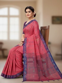 SKU0868 : Pure Handloom Cotton Saree – Handwoven, Lightweight & Breathable Fabric - Hand Wash, Yes