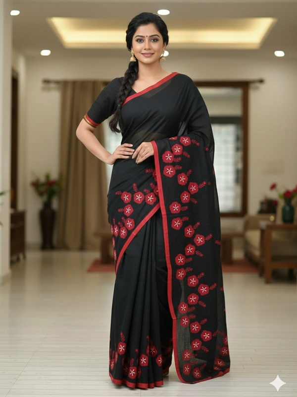 SKU0871 : Pure Handloom Cotton Saree – Handwoven, Lightweight & Breathable Fabric - Hand Wash, Yes