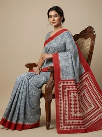 SKU0878 : Mulmul Cotton Saree, Lightweight saree - Hand Wash, No