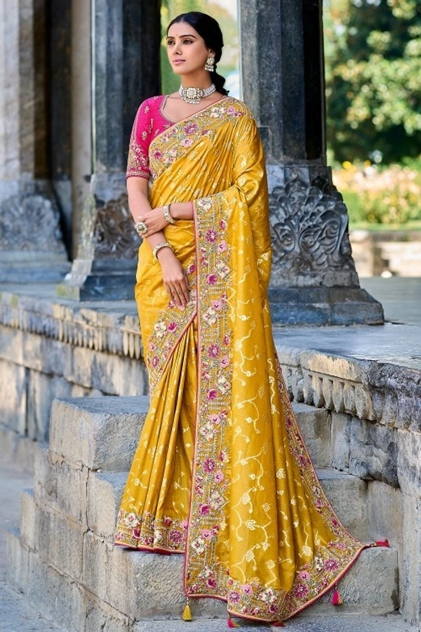 Mehrang Cotton Banarasi Silk Saree for Women With Unstitched Blouse Piece