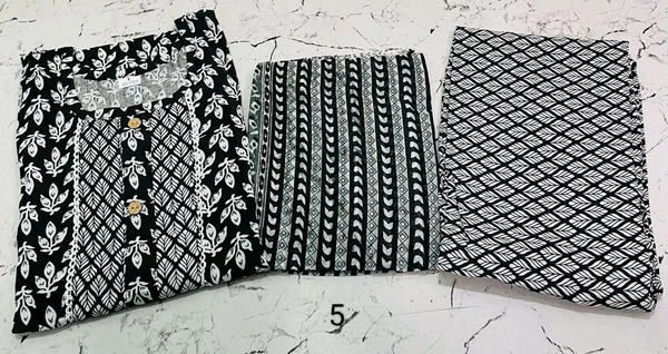 Premium Quality Cotton Kurti Pant Set Specially for Black Lovers - Black, 5, XL/42