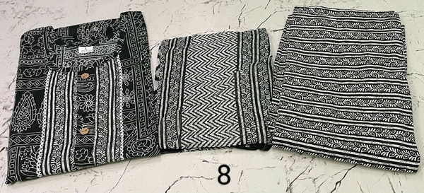 Premium Quality Cotton Kurti Pant Set Specially for Black Lovers - Black, 8, XL/42