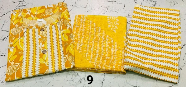 Premium Quality Cotton Kurti Pant Set 💜💚💛 - Mustard Yellow, M/38