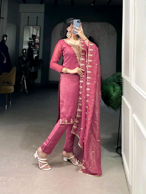 Radiate grace in pink and silver Ethnic Dress - Cerise, L/40