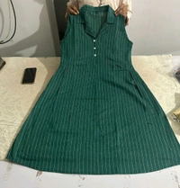 Premium South Cotton Lining Midi Dress - Green, XXL/44
