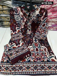 Premium Heavy Rayon Co-ord Set - Dark Brown, 5XL/50