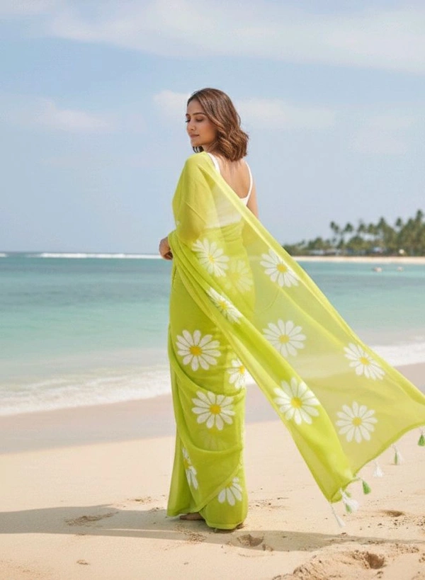 Daily Wear Cotton Linen Saree - Harlequin, Cotton Linen