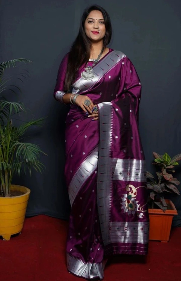Art Silk Saree - Purple, Silk