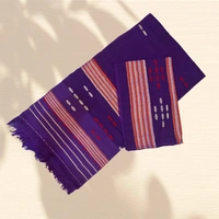 Elegant Purple Cotton Blend Mekhela Chador with Red, White & Pink Woven Patterns – Handcrafted Assamese Heritage - Purple