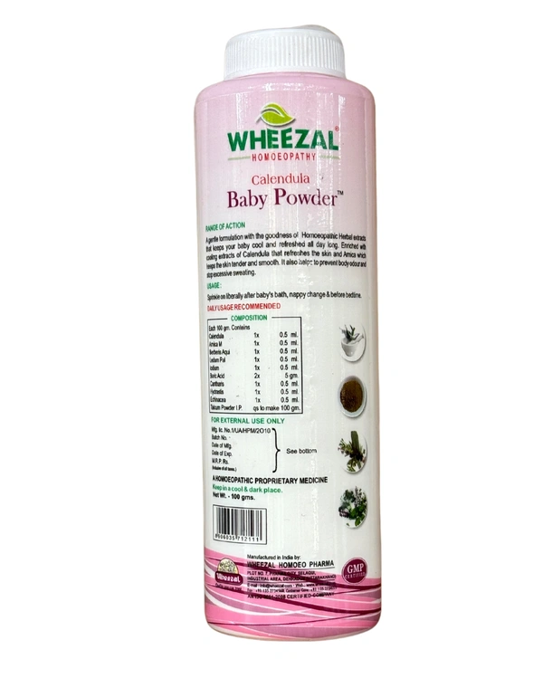 Wheezal Calendula Baby Powder 100 gms - Pack of 2
