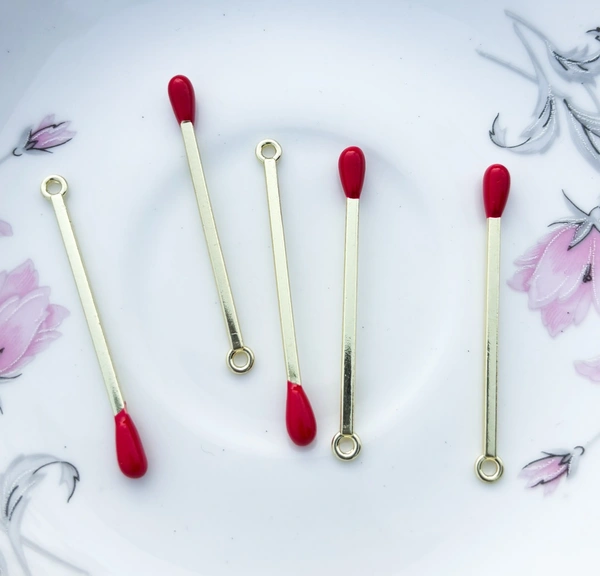 Golden Matchstick Pendant Charm