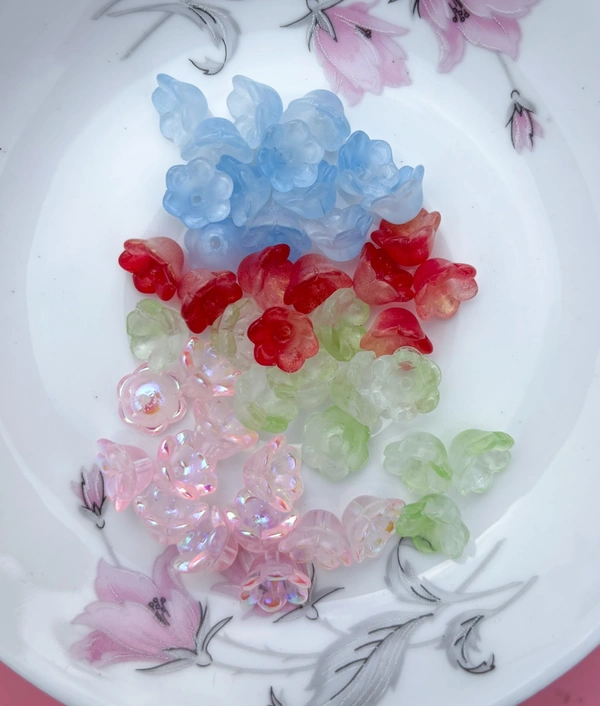 Glass Lily Cap Beads - Red-gold Gradient