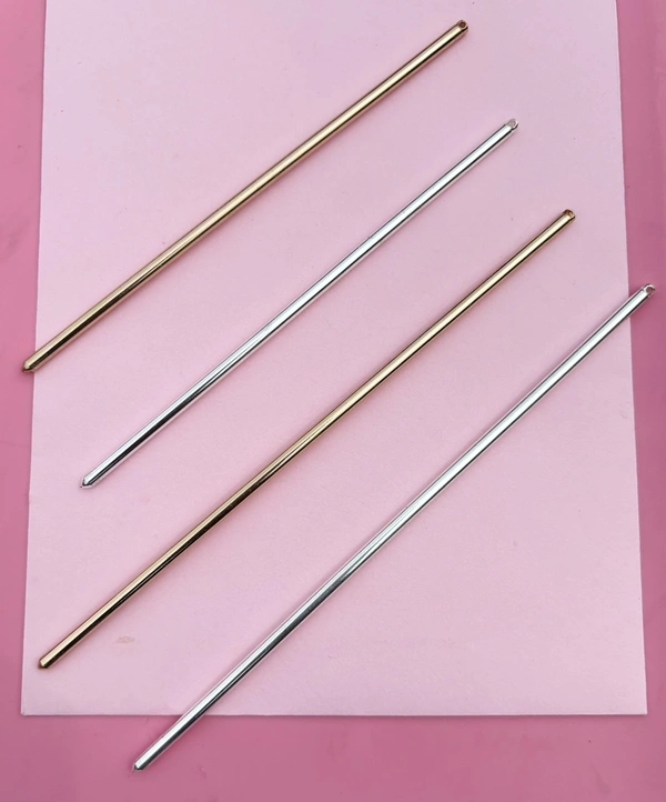 Metal Hairsticks With Loop - Golden With Rose Tint 12 Cm