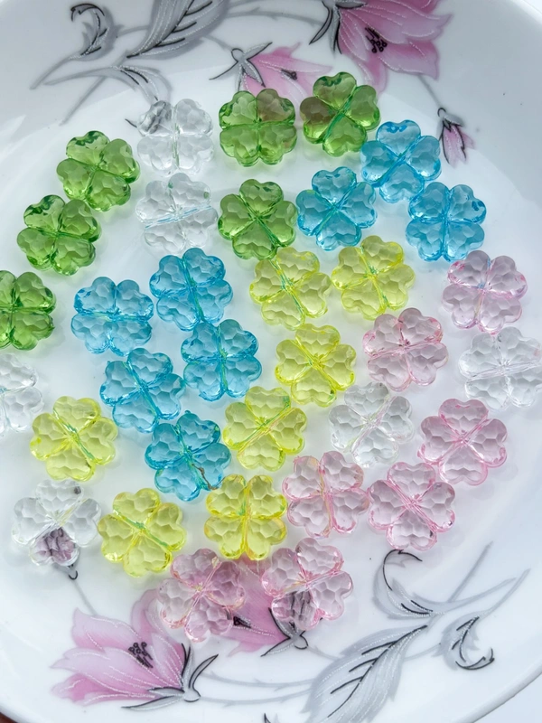 Textured Clover Beads - Pink