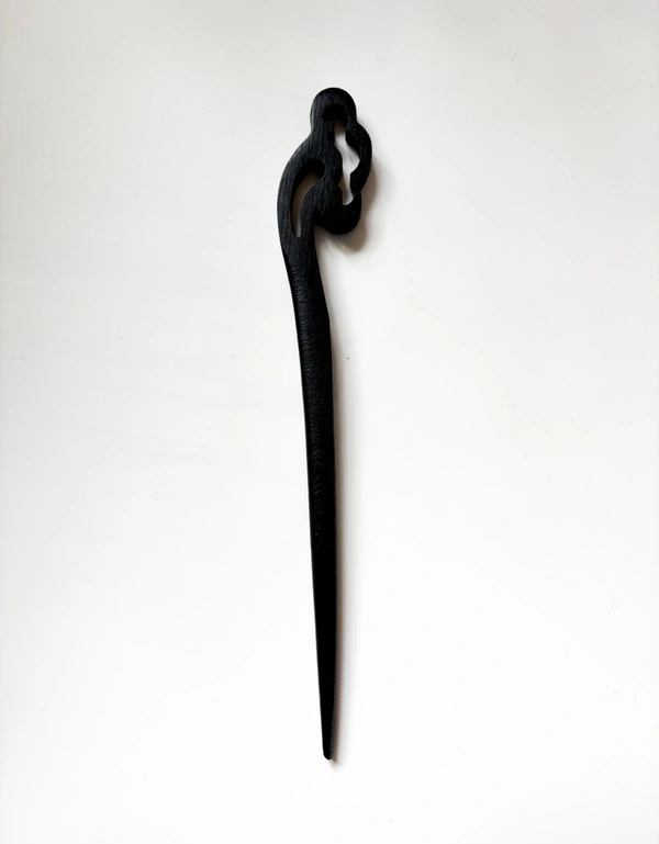 Black Wooden Hairsticks (₹80-99) - Floral Design