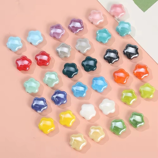 Porcelain Flower Beads  - Blue