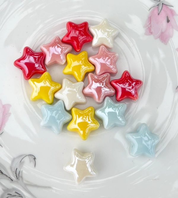 Porcelain Star Beads (Random) - Random