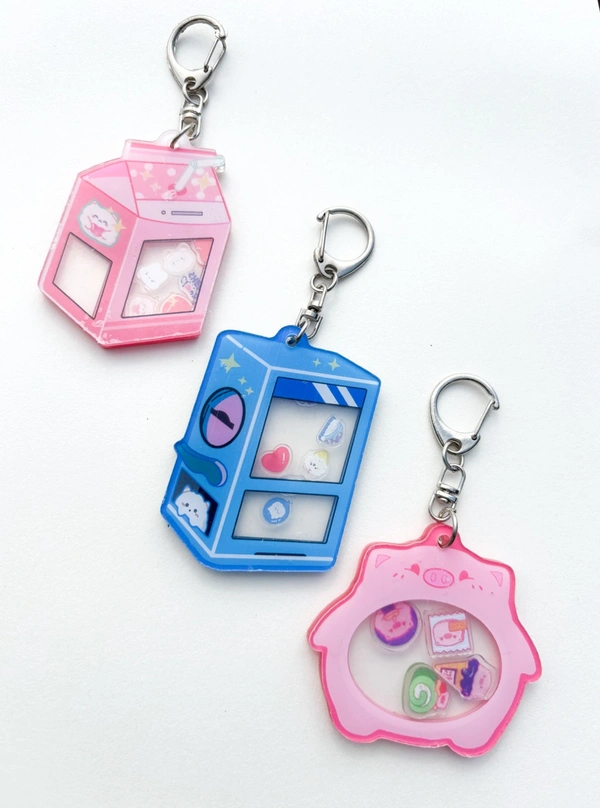 Kawaii Shaker Charms Keychain - Pink Milk Carton