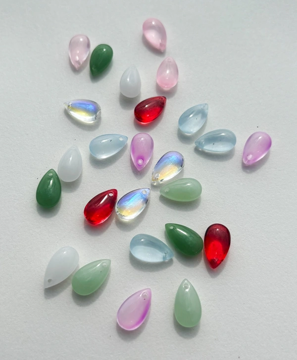 Glass Teardrop Beads - Pink