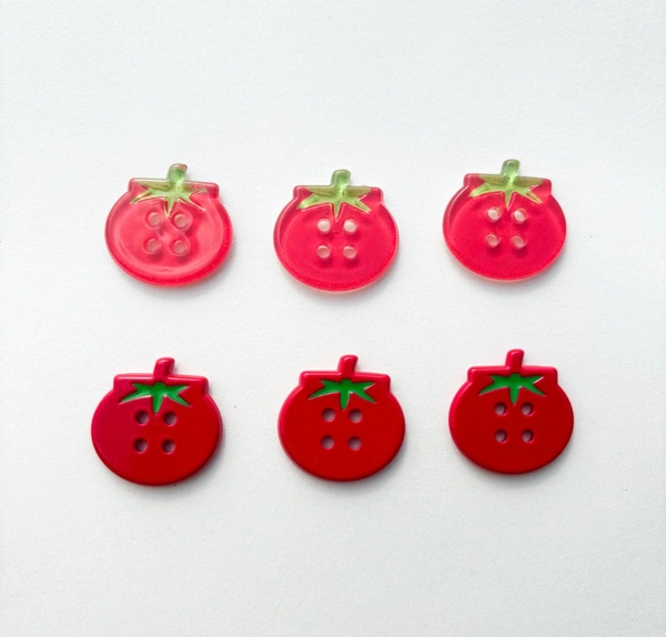 Red Tomato Buttons  - Opaque Red