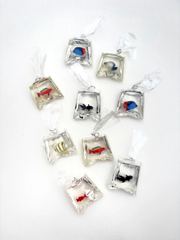 Fish Bag Charm  - Orange Body-Blue Fin