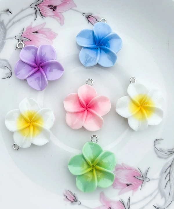 Frangipani Resin Flowers (W Hook) - Blue