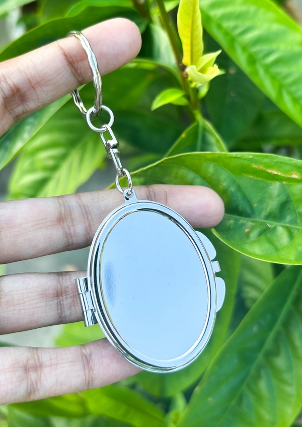 Oval Openable Mirror Like Keychain - Good Condition