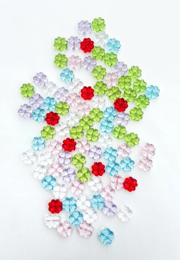 Acrylic Clover Beads  - Pink