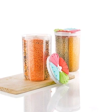 Dal Container 4 Sections Food Storage | Airtight BPA Free Plastic Cereal Dispenser Large Kitchen Storage Keeper with Lids | Compartments for Grain, Sugar, Rice, Snacks ( Pack Of 1)
