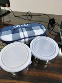 Lunch Box 2pcs Stainless Steel Bowl & Pouch with Food Grade PU Insulated, BPA Free Executive Tiffin for Office (2 x 260ml, Medium, Blue)
