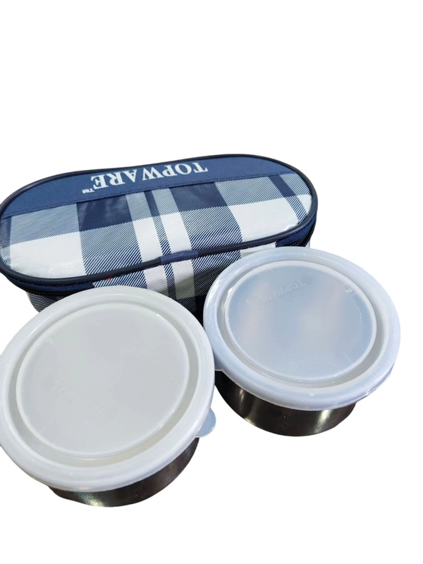 Lunch Box 2pcs Stainless Steel Bowl & Pouch with Food Grade PU Insulated, BPA Free Executive Tiffin for Office (2 x 260ml, Medium, Blue)