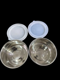 Lunch Box 2pcs Stainless Steel Bowl & Pouch with Food Grade PU Insulated, BPA Free Executive Tiffin for Office (2 x 260ml, Medium, Blue)