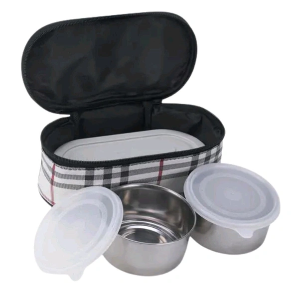 Lunch Container Set with 2 Steel Bowl & Pouch with Food Grade PU Insulated, BPA Free Executive Tiffin for Office
