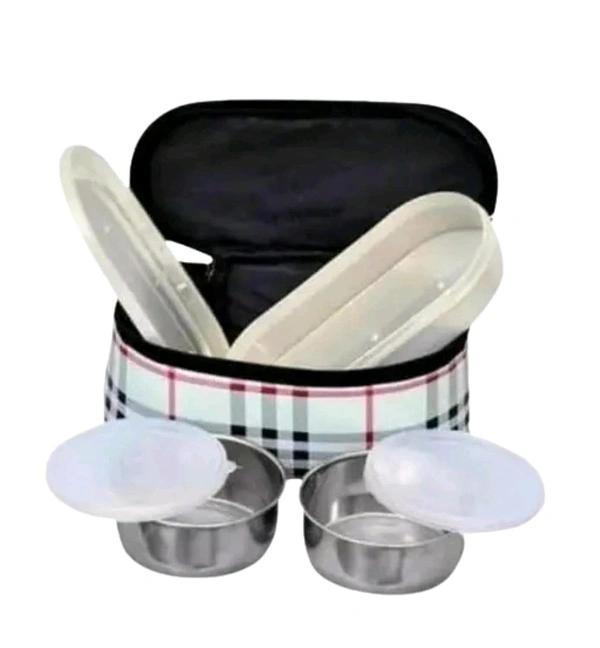 Lunch Container Set with 2 Steel Bowl & Pouch with Food Grade PU Insulated, BPA Free Executive Tiffin for Office