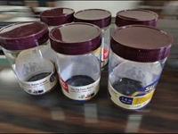 Solimo Checkered Jar Container( Set of 6) 500 ml,, Transparent, Plastic, brown