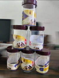 Solimo Checkered Jar Container( Set of 6) 500 ml,, Transparent, Plastic, brown
