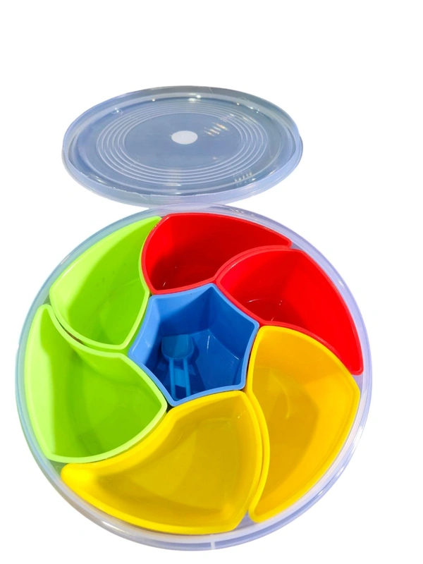 Plastic Square 7 Sections Multipurpose Masala Box Rangoli Dabba Set, Spice Box Set (Masala - 7 in 1 Set of 1 pieces