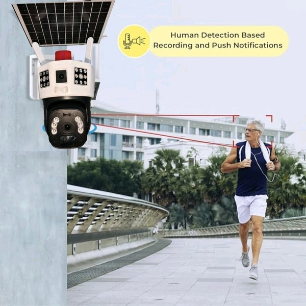 2 VIEW LENS 5G/4G Sim Solar Powered CCTV Security Camera with Solar Panel | Surveillance for Agriculture | Remote Area | Construction Site | Garden