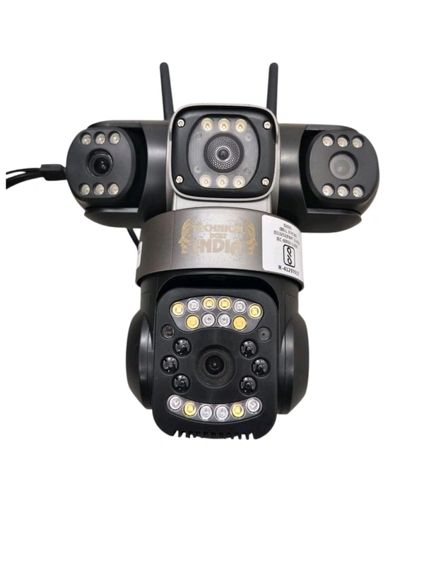 3 Screen PTZ Triple 4G/5G Sim Wireless Outdoor Dual Lens CCTV Camera with Three Side View | 360° | Dark Vision | Motion Detection| Siren Alarm| Outdoor